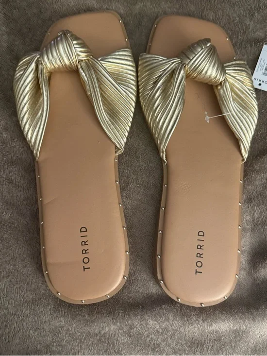 Torrid Metallic Gold Knotted Slide Mules - Picture 2 of 3